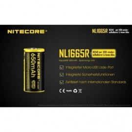 NiteCore 16340 Akku USB 650mAh NL1665r