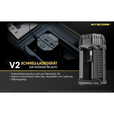 NiteCore V2 12V KFZ-Schnelladegerät